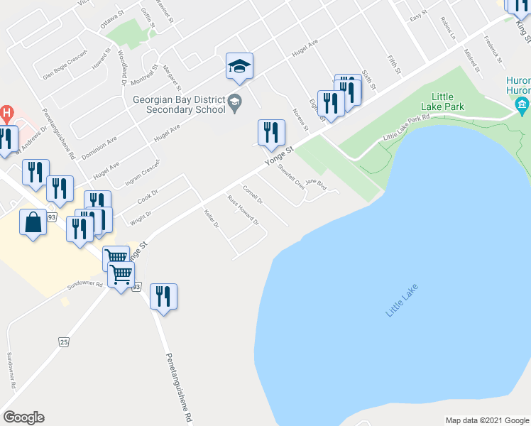 map of restaurants, bars, coffee shops, grocery stores, and more near 420 Cornell Drive in Midland