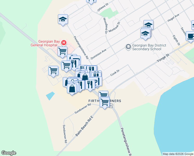 map of restaurants, bars, coffee shops, grocery stores, and more near 1099 Hugel Avenue in Midland