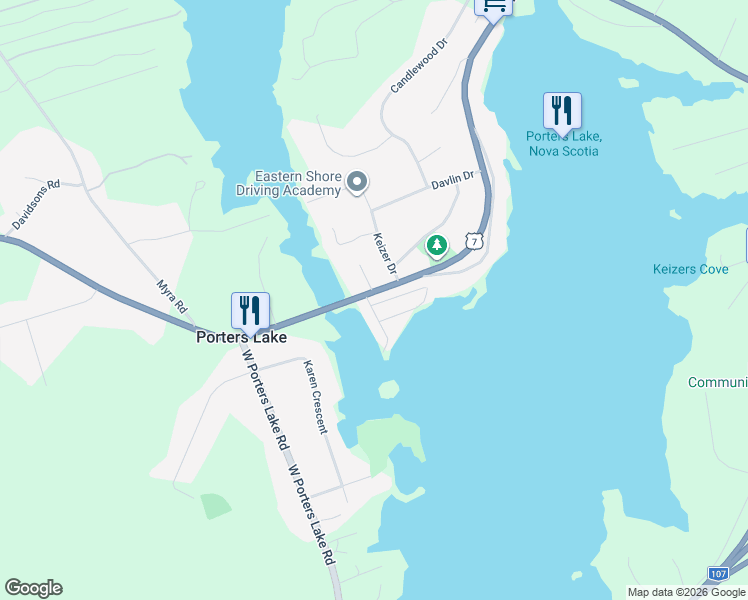 map of restaurants, bars, coffee shops, grocery stores, and more near 1 This Street in Porters Lake