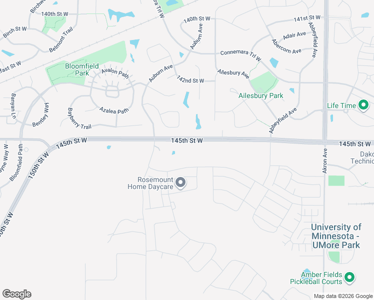 map of restaurants, bars, coffee shops, grocery stores, and more near 1616 145th Street West in Rosemount