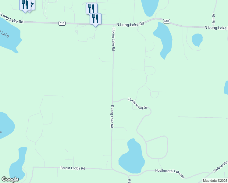 map of restaurants, bars, coffee shops, grocery stores, and more near 3490-3998 East Long Lake Road in Traverse City