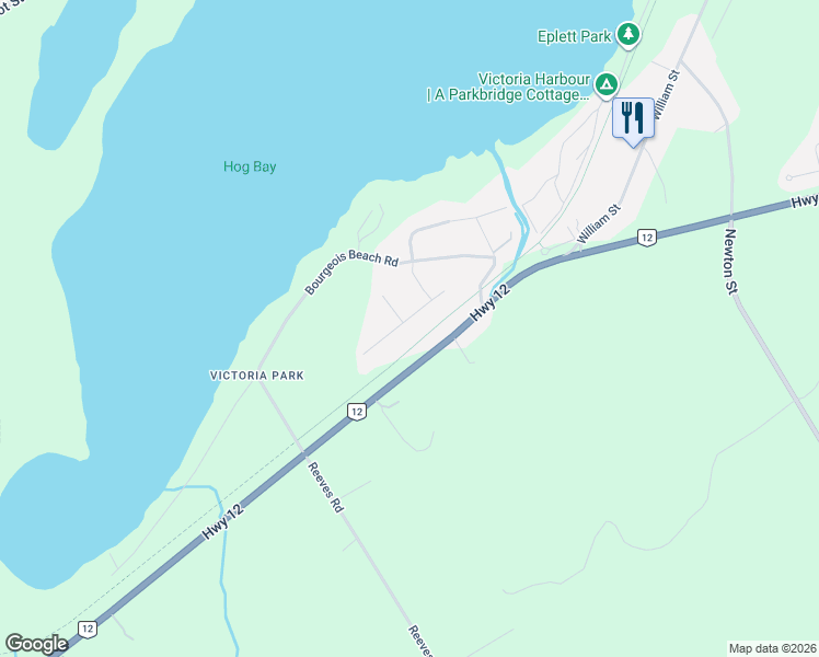 map of restaurants, bars, coffee shops, grocery stores, and more near 31 Ralph Dalton Boulevard in Simcoe County
