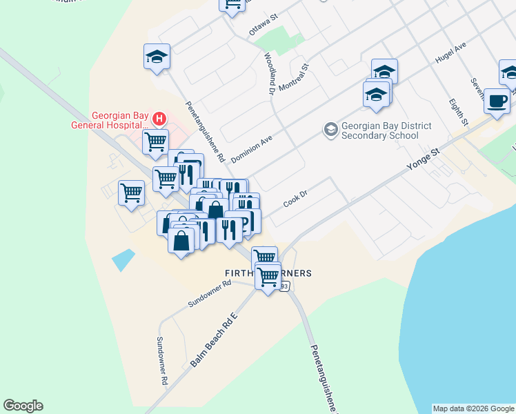 map of restaurants, bars, coffee shops, grocery stores, and more near 1099 Hugel Avenue in Midland