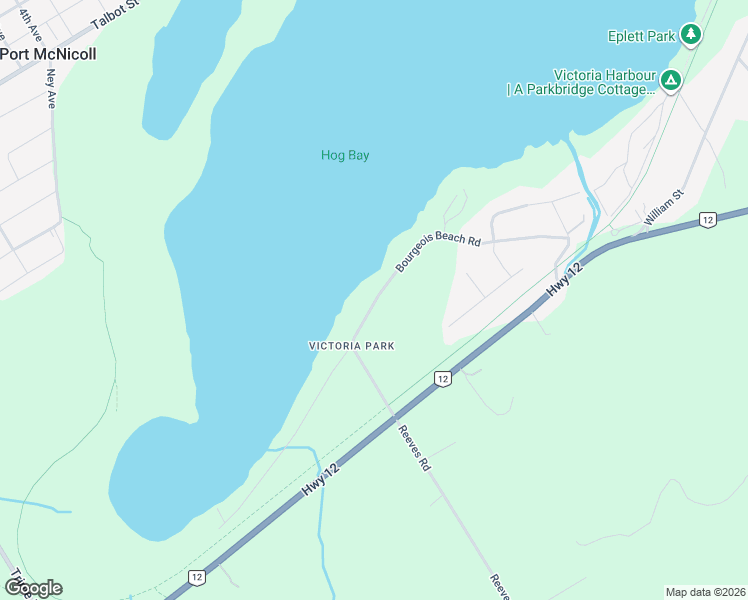 map of restaurants, bars, coffee shops, grocery stores, and more near 70 Bourgeois Beach Road in Simcoe County