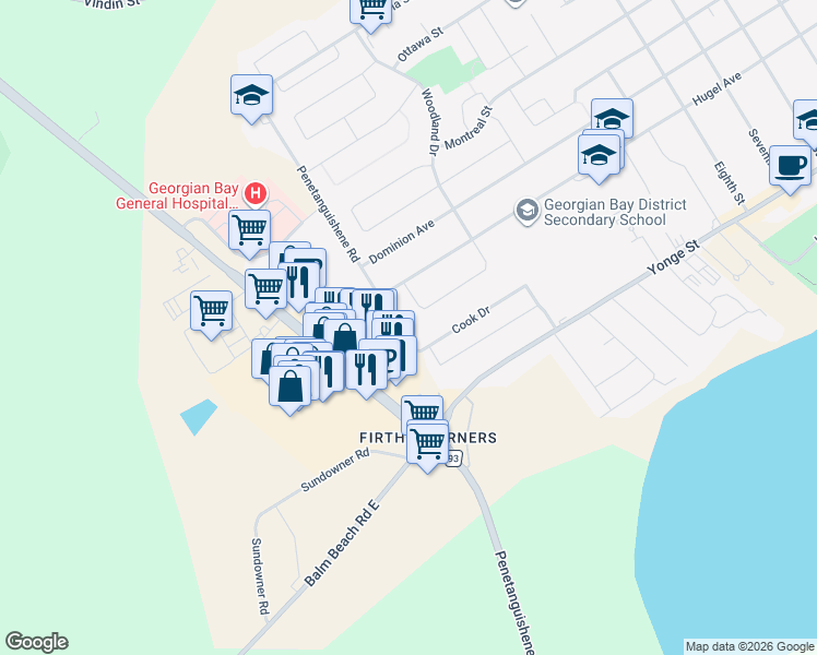 map of restaurants, bars, coffee shops, grocery stores, and more near 1099 Hugel Avenue in Midland