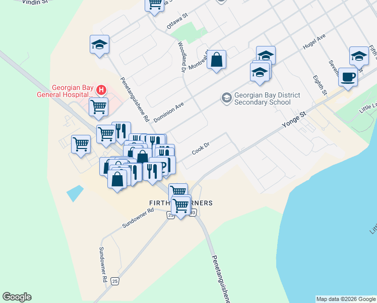 map of restaurants, bars, coffee shops, grocery stores, and more near 1038 Cook Drive in Midland