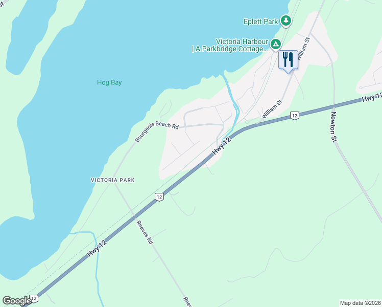 map of restaurants, bars, coffee shops, grocery stores, and more near 17 Ralph Dalton Boulevard in Simcoe County