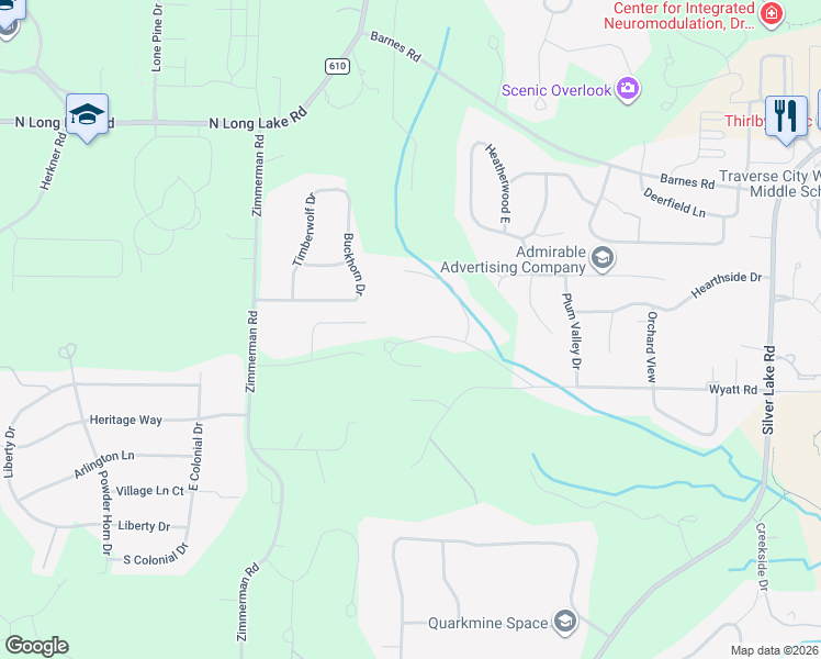 map of restaurants, bars, coffee shops, grocery stores, and more near 3574-3678 Wyatt Rd in Traverse City