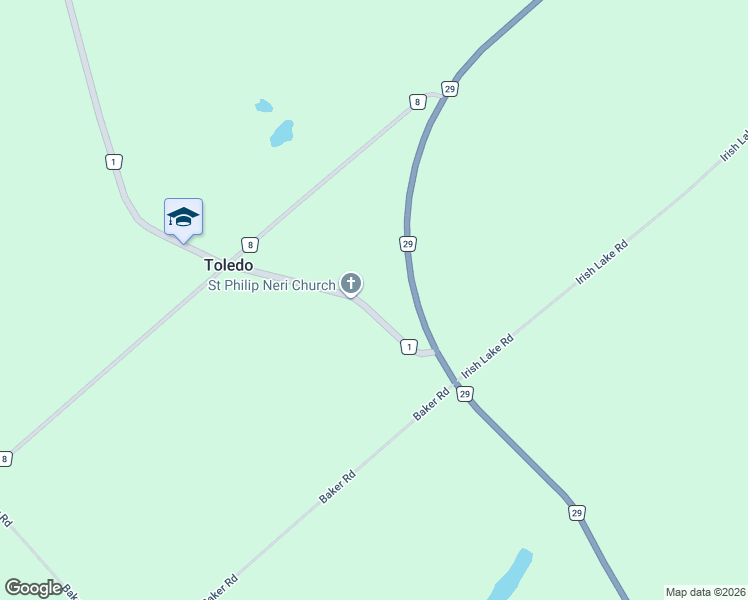 map of restaurants, bars, coffee shops, grocery stores, and more near 35 County Road 1 in Toledo