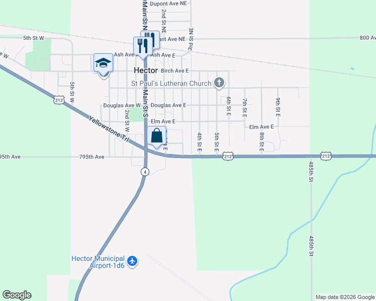 map of restaurants, bars, coffee shops, grocery stores, and more near 311 U.S. 212 in Hector