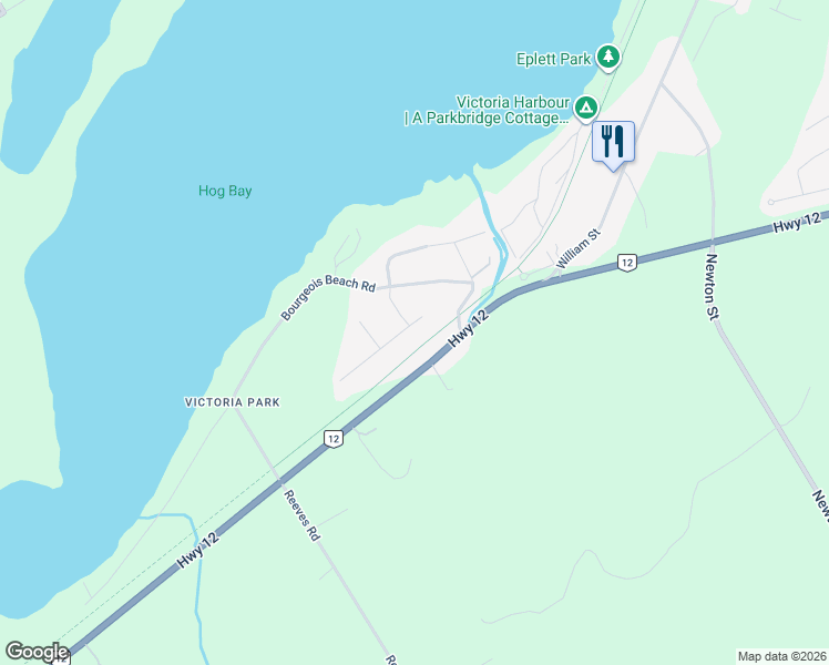 map of restaurants, bars, coffee shops, grocery stores, and more near 17 Ralph Dalton Boulevard in Simcoe County