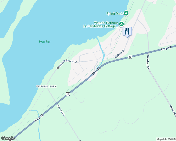 map of restaurants, bars, coffee shops, grocery stores, and more near 15217 Ontario 12 in Simcoe County