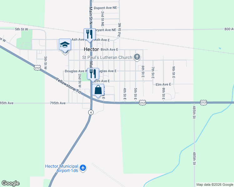 map of restaurants, bars, coffee shops, grocery stores, and more near 311 U.S. 212 in Hector