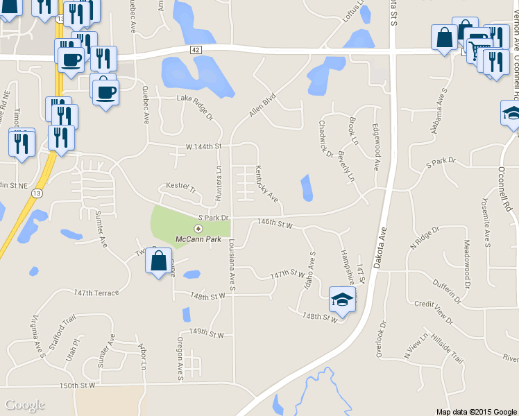 map of restaurants, bars, coffee shops, grocery stores, and more near 6968 South Park Drive in Savage