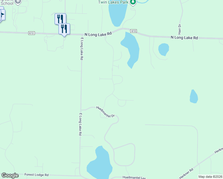 map of restaurants, bars, coffee shops, grocery stores, and more near 3501-3599 Huellmantel Drive in Traverse City