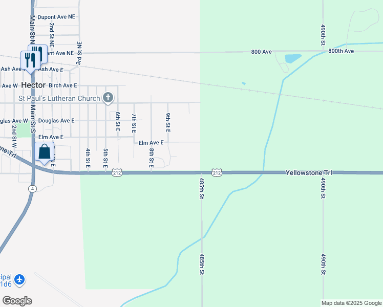 map of restaurants, bars, coffee shops, grocery stores, and more near 1001 U.S. 212 in Hector