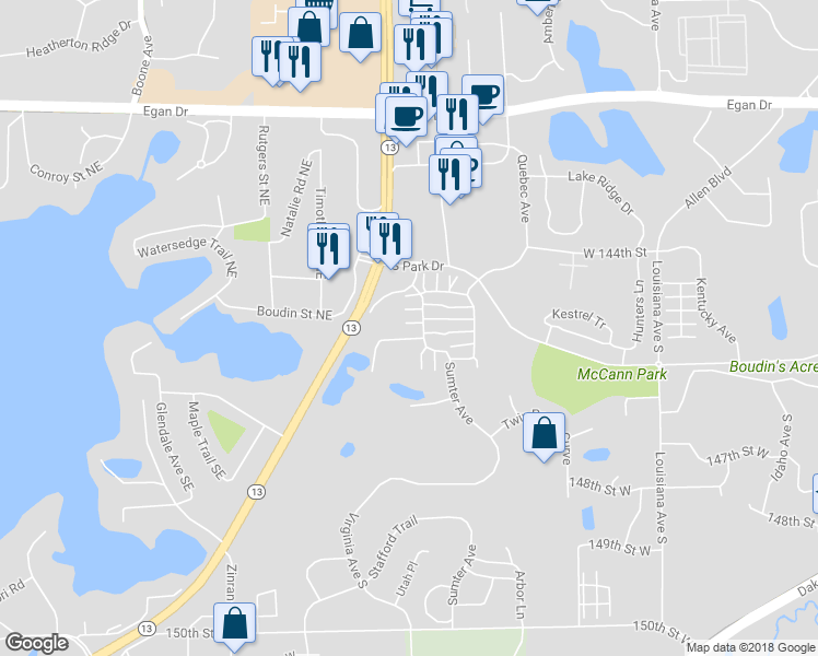 map of restaurants, bars, coffee shops, grocery stores, and more near 14488 Sumter Avenue in Savage