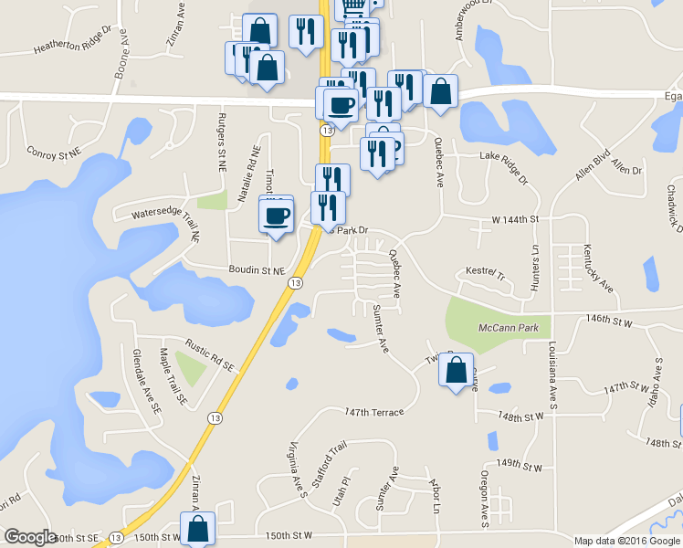 map of restaurants, bars, coffee shops, grocery stores, and more near 14480 Sumter Avenue in Savage