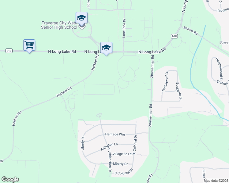 map of restaurants, bars, coffee shops, grocery stores, and more near Owlhurst Drive in Garfield Township