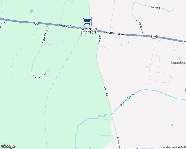 map of restaurants, bars, coffee shops, grocery stores, and more near 79 Mayo Road in Hampden