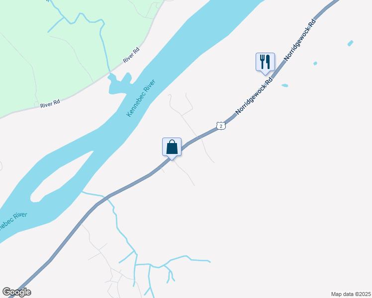 map of restaurants, bars, coffee shops, grocery stores, and more near 267 Skowhegan Road in Norridgewock