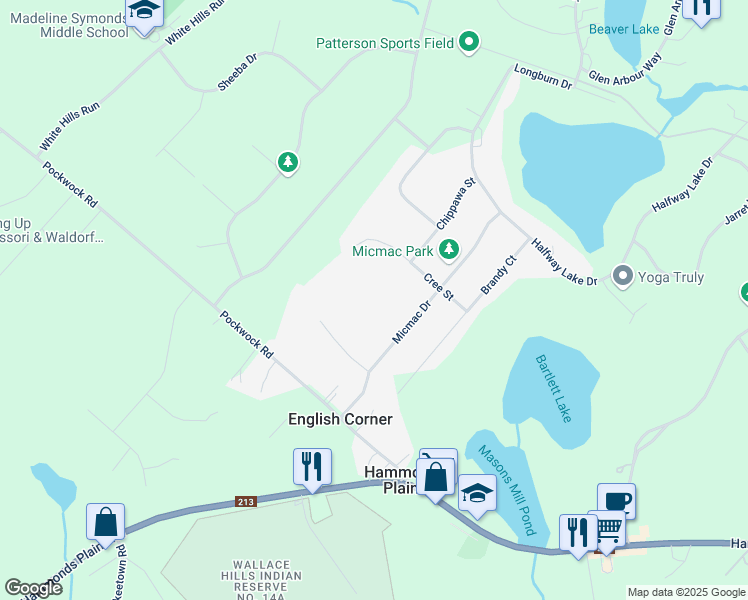map of restaurants, bars, coffee shops, grocery stores, and more near 16 Cree Street in Hammonds Plains