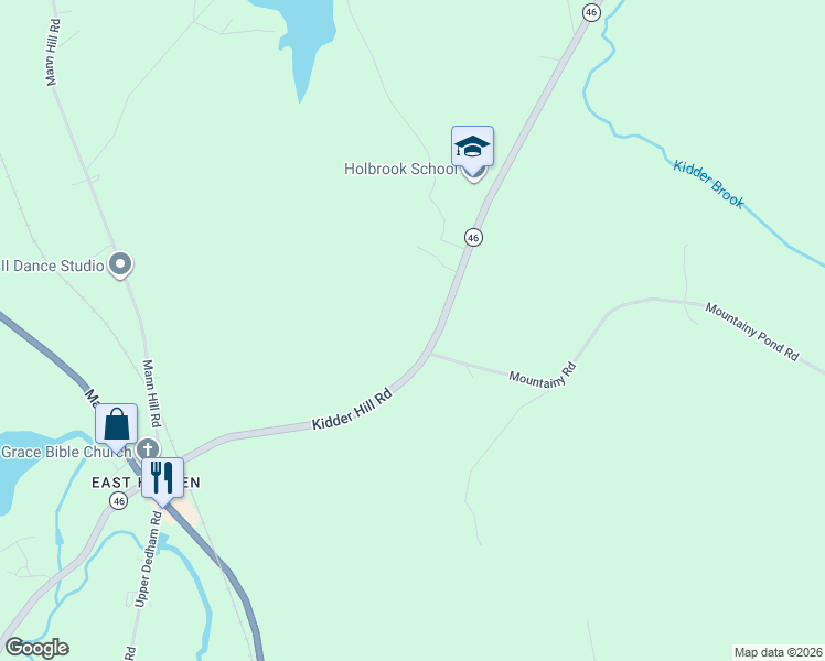 map of restaurants, bars, coffee shops, grocery stores, and more near 131 Kidder Hill Road in Holden