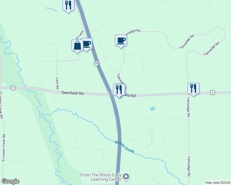 map of restaurants, bars, coffee shops, grocery stores, and more near 3798 Deerfield Road in Eau Claire