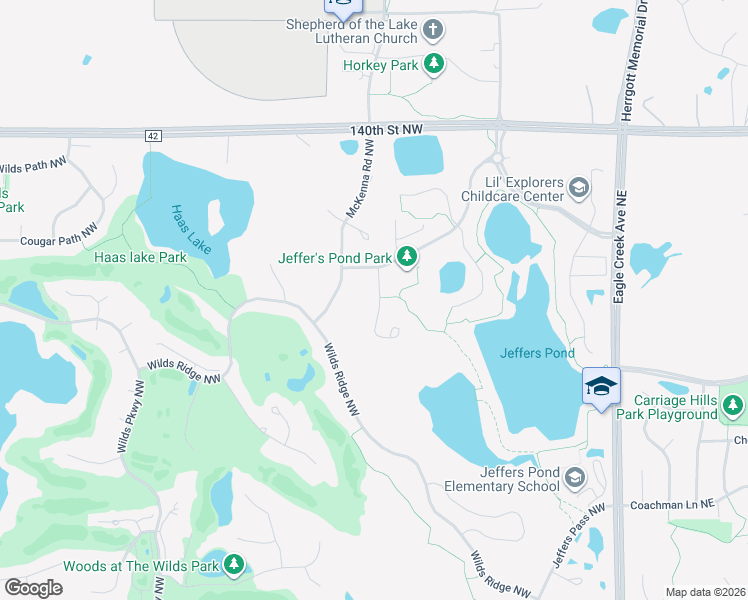 map of restaurants, bars, coffee shops, grocery stores, and more near 14328 Parkside Court Northwest in Prior Lake