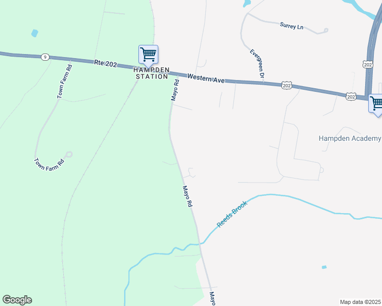 map of restaurants, bars, coffee shops, grocery stores, and more near 134 Mayo Road in Hampden