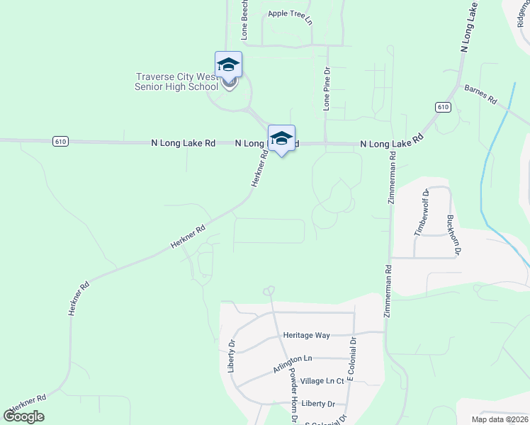 map of restaurants, bars, coffee shops, grocery stores, and more near Eaglehurst Dr in Traverse City