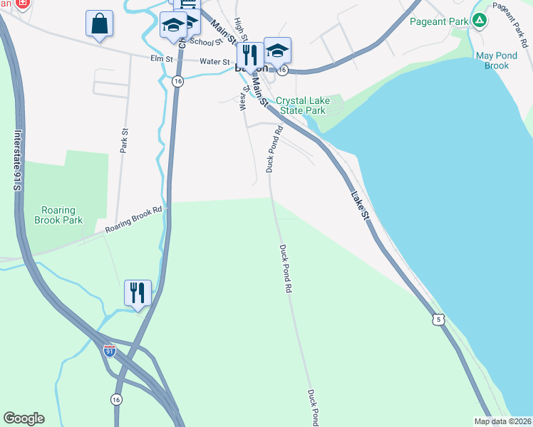 map of restaurants, bars, coffee shops, grocery stores, and more near 278 Duck Pond Road in Barton