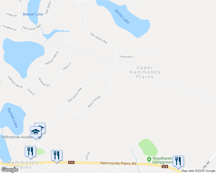 map of restaurants, bars, coffee shops, grocery stores, and more near 240 Skye Crescent in Hammonds Plains