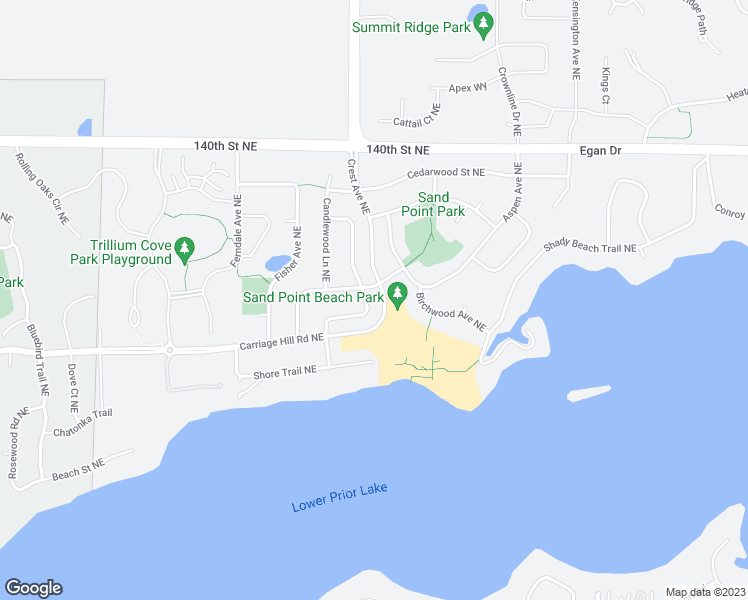 map of restaurants, bars, coffee shops, grocery stores, and more near 14319 Shore Lane Northeast in Prior Lake