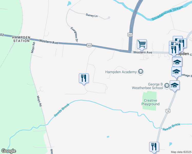 map of restaurants, bars, coffee shops, grocery stores, and more near 11 Independence Avenue in Hampden