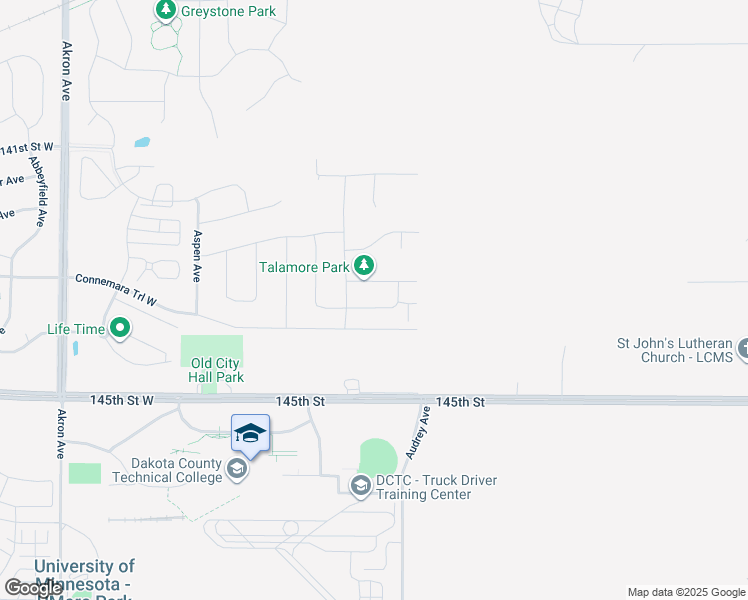 map of restaurants, bars, coffee shops, grocery stores, and more near 1659 145th Street East in Rosemount