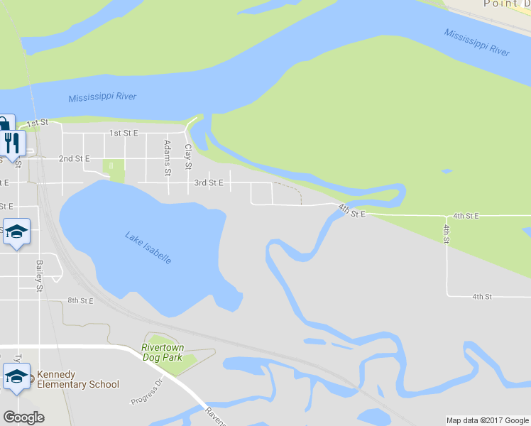 map of restaurants, bars, coffee shops, grocery stores, and more near 1518 4th Street East in Hastings