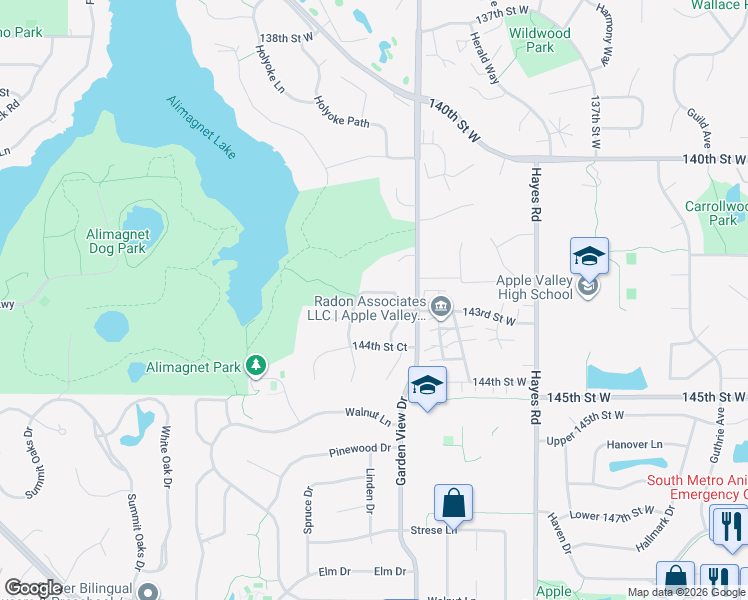 map of restaurants, bars, coffee shops, grocery stores, and more near 8576 Holland Avenue in Apple Valley