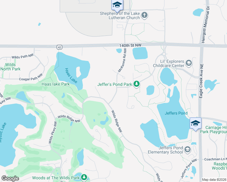 map of restaurants, bars, coffee shops, grocery stores, and more near 14321 McKenna Road Northwest in Prior Lake