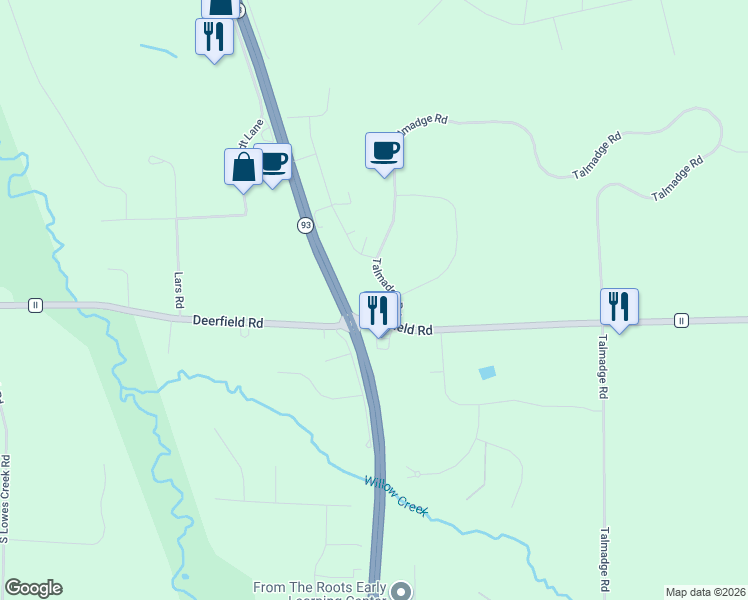 map of restaurants, bars, coffee shops, grocery stores, and more near 3798-3884 Deerfield Road in Eau Claire