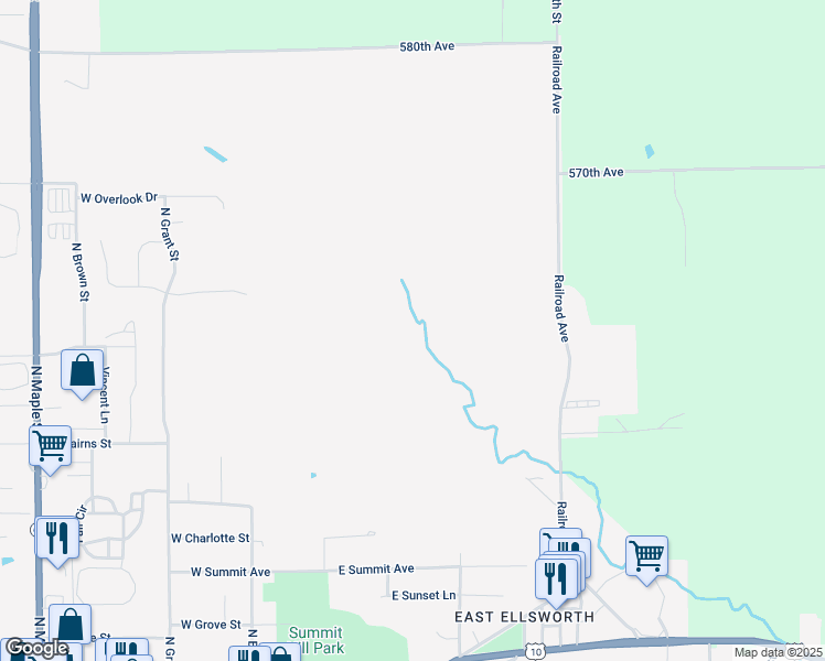 map of restaurants, bars, coffee shops, grocery stores, and more near 640 Railroad Avenue in Ellsworth