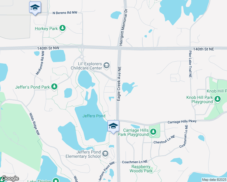 map of restaurants, bars, coffee shops, grocery stores, and more near 3972 Station Place Northwest in Prior Lake