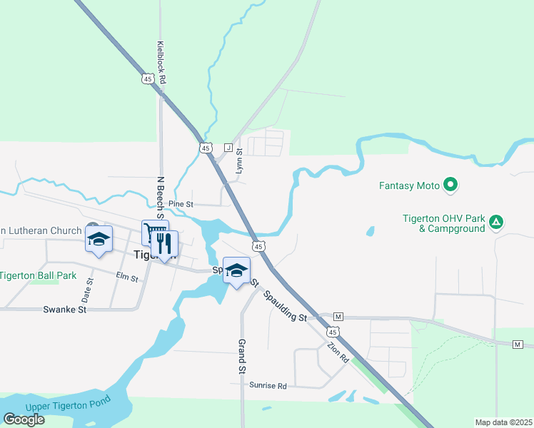 map of restaurants, bars, coffee shops, grocery stores, and more near 400 U.S. 45 in Tigerton
