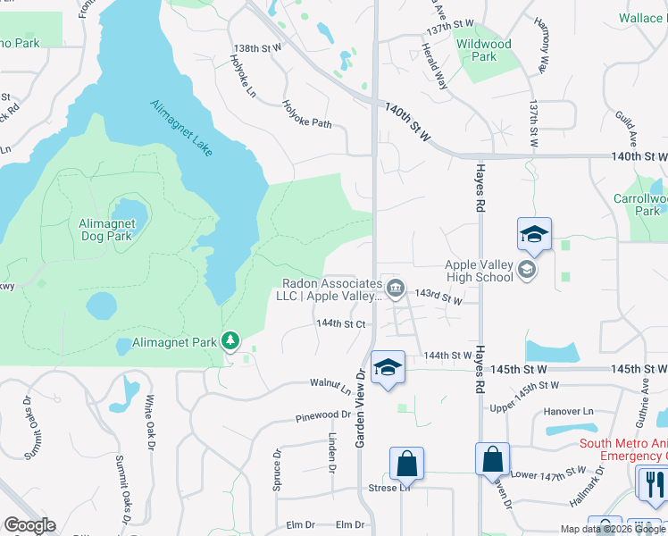map of restaurants, bars, coffee shops, grocery stores, and more near 8576 Holland Avenue in Apple Valley