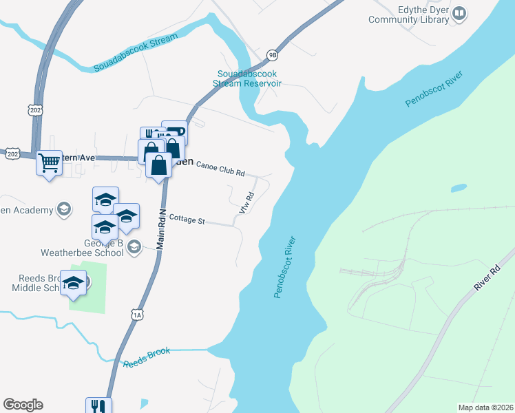 map of restaurants, bars, coffee shops, grocery stores, and more near 22 Rowell Road in Hampden