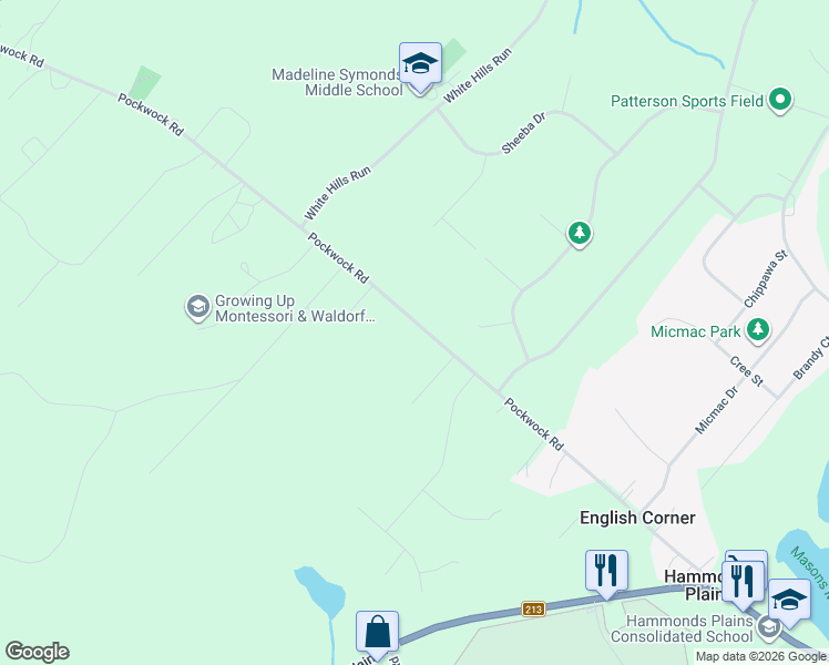 map of restaurants, bars, coffee shops, grocery stores, and more near 266 Pockwock Road in Hammonds Plains