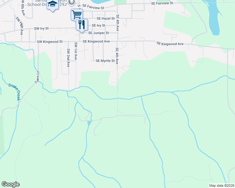 map of restaurants, bars, coffee shops, grocery stores, and more near 39879 Southeast 4th Street in Mill City
