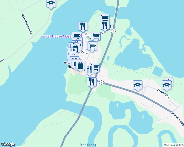 map of restaurants, bars, coffee shops, grocery stores, and more near 95 Victoria Street in Annapolis Royal