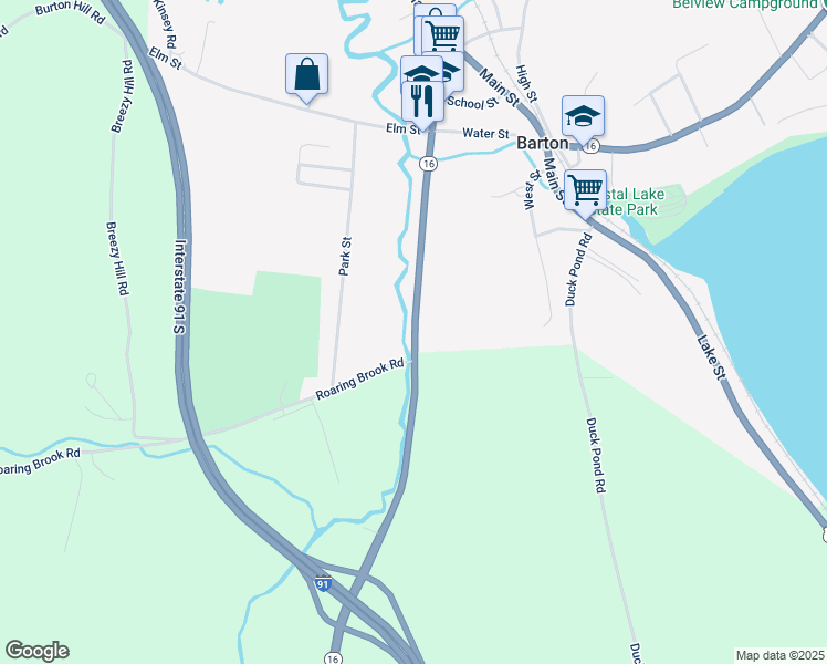 map of restaurants, bars, coffee shops, grocery stores, and more near 382 Glover Rd in Barton