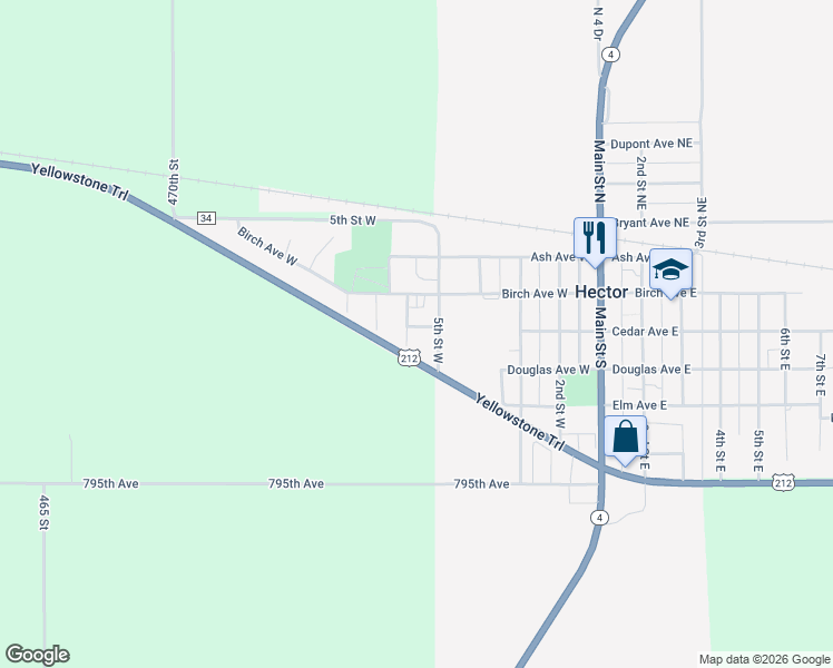 map of restaurants, bars, coffee shops, grocery stores, and more near in Hector